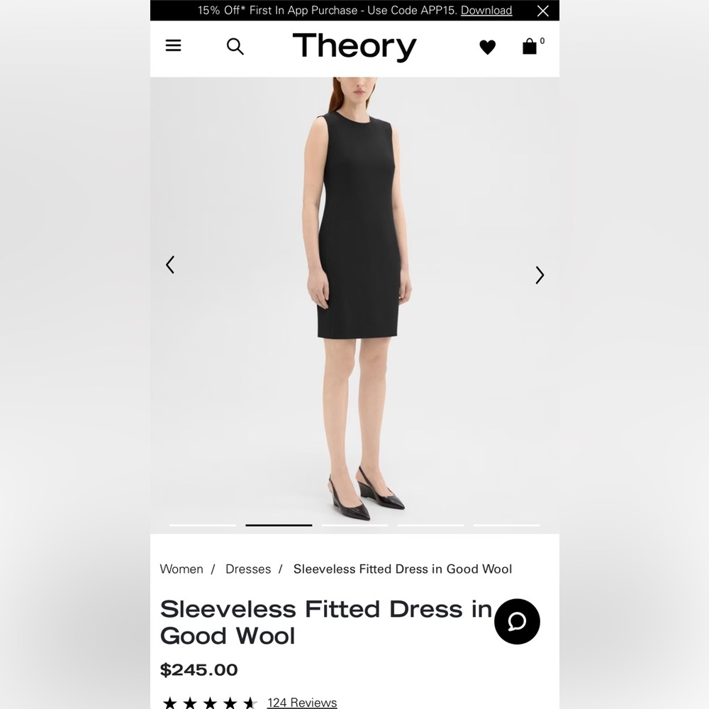 Sleeveless Fitted Dress in Good Wool | size: 6